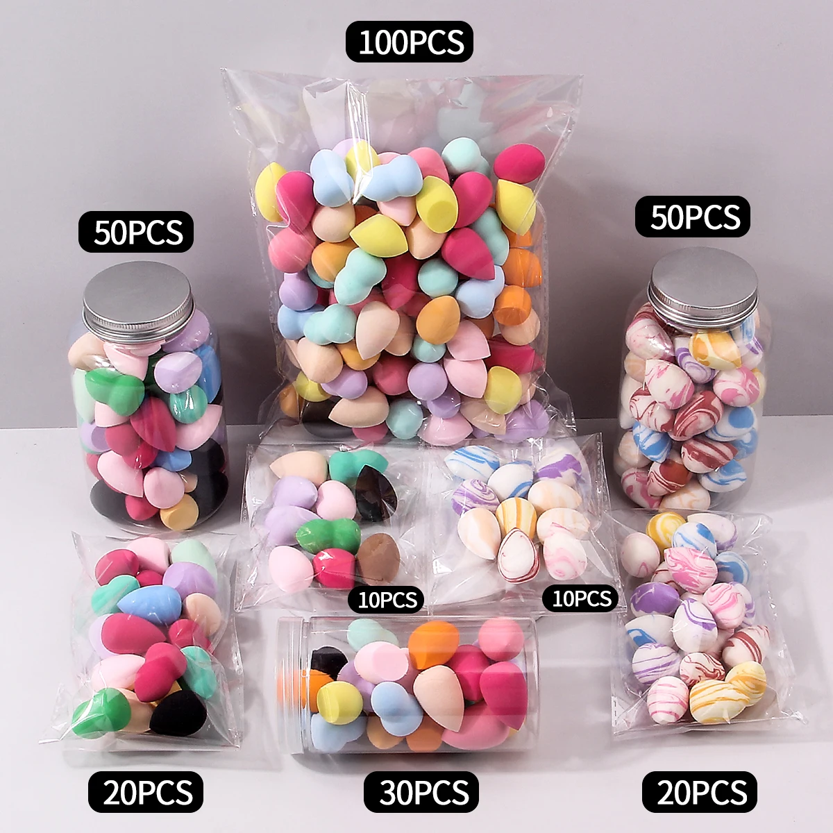 

Multi-color mixed makeup sponge powder puff, non-latex traceless beauty egg, liquid and paste are all suitable for beauty tools