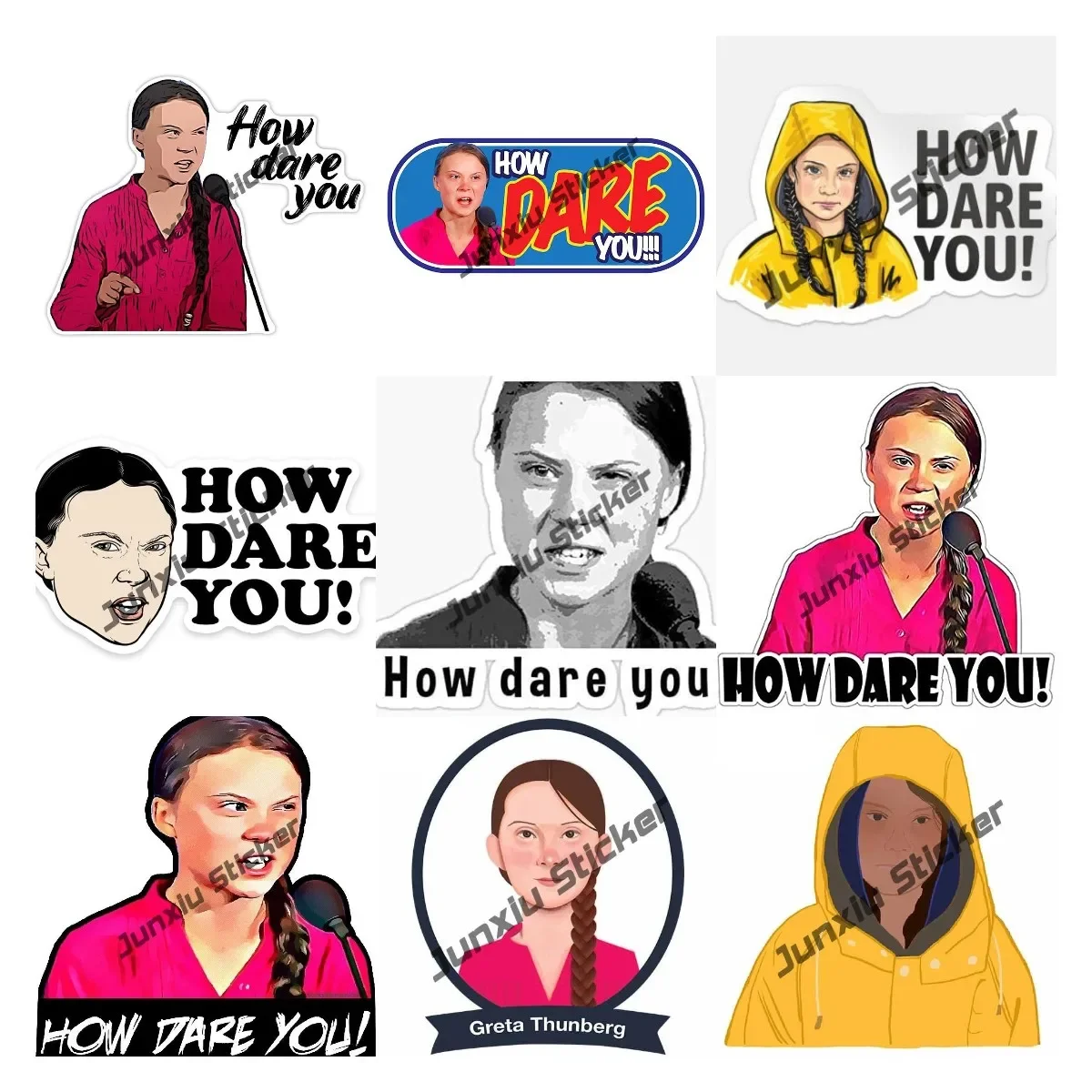 Greta Thunberg Truck Car RV Van ATV How Dare You Sticker Graphic Weatherproof Decal The Whole Body Glue Sticker Car Accessories