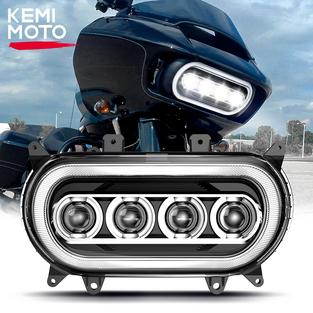 Motorcycle LED Headlights Headlamp with DRL 120W Motorcycle LED Headlamp Front Lamp High Beam Assembly For Road Glide Ultra Cvo