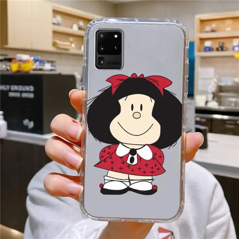 Mafalda Phone Case For Samsung Galaxy S10 S10e A70 Edge S22 S23 Plus Ultra Note10 Transparent Cove