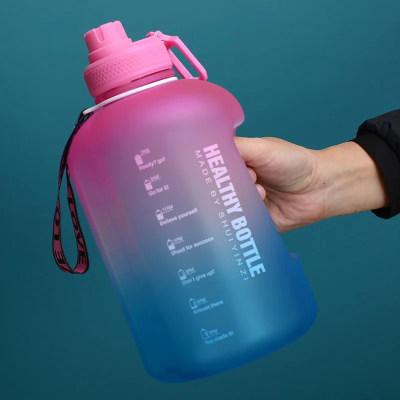 2.2L Large Capacity Water Cup Sports Fitness Gallon Straw Big Water Bottle High Temperature Resistant Plastic Ton Barrel