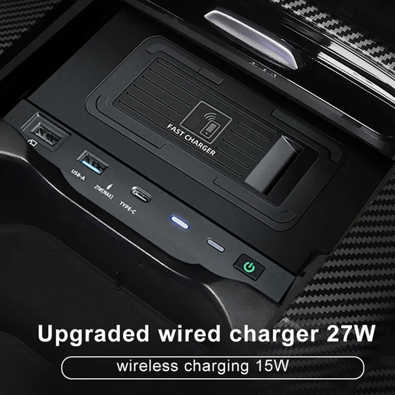 Car QI Wireless Charger 15W Phone Charger Charging For Mercedes-Benz A B GLB AMG A35L W188 W177 W246 A180 A200 B200