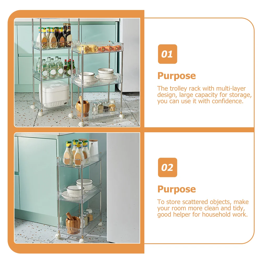 多層スリム収納ラック、キッチントロリー、ホームカート、可動ローラースタンド、バスルームホルダー、3段