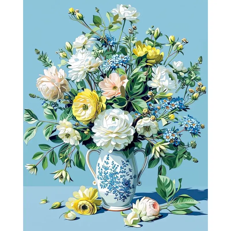 RUOPOTY Vase Painting By Numbers Wall Art Picture Decorative Paintings Flower Craft Supplies Adults Crafts Picture Drawing