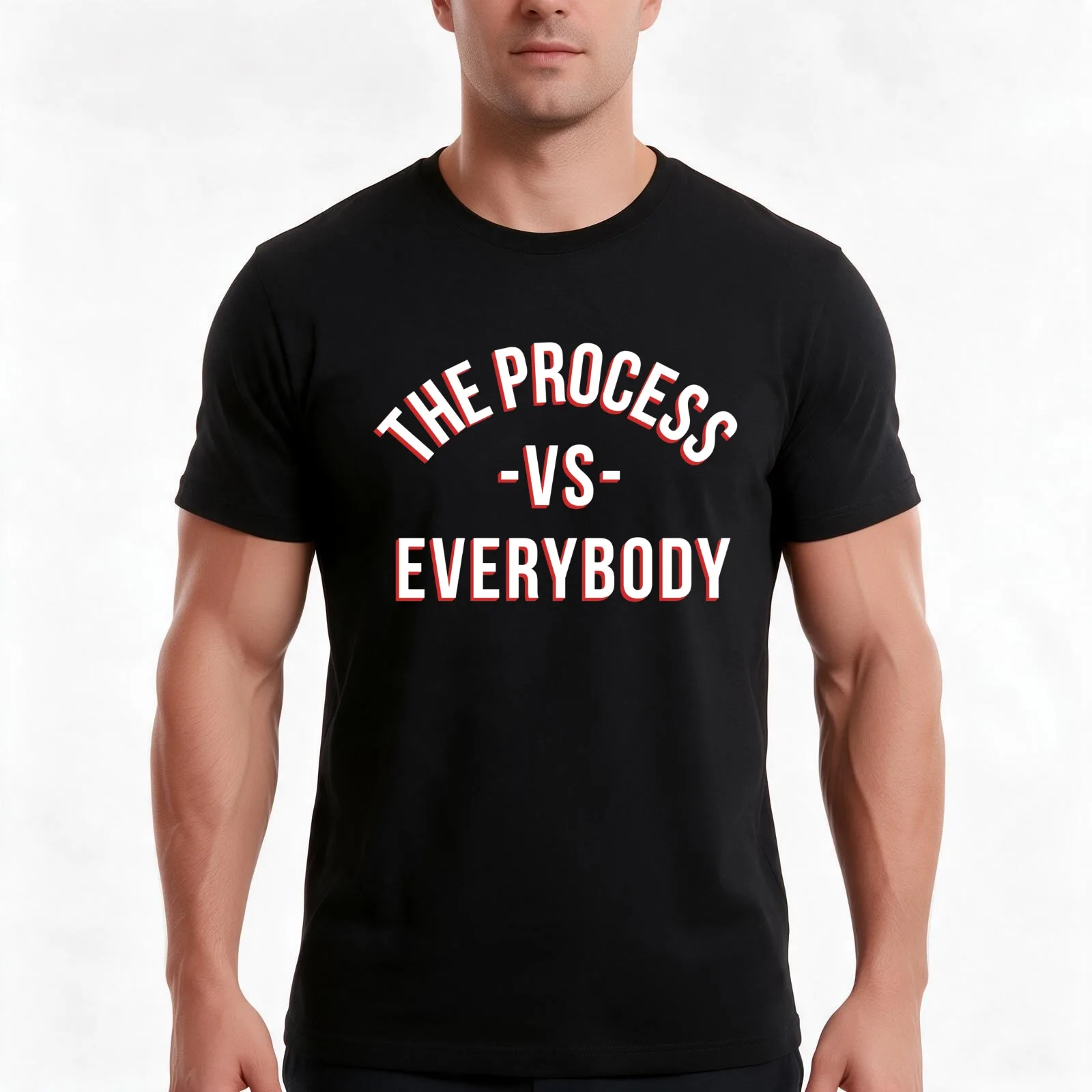The Process vs Everybody 3 T-Shirt, Summer Casual Cotton Tee, Oversized Streetwear Tops, Vintage Graphic Print, Unisex Men Women