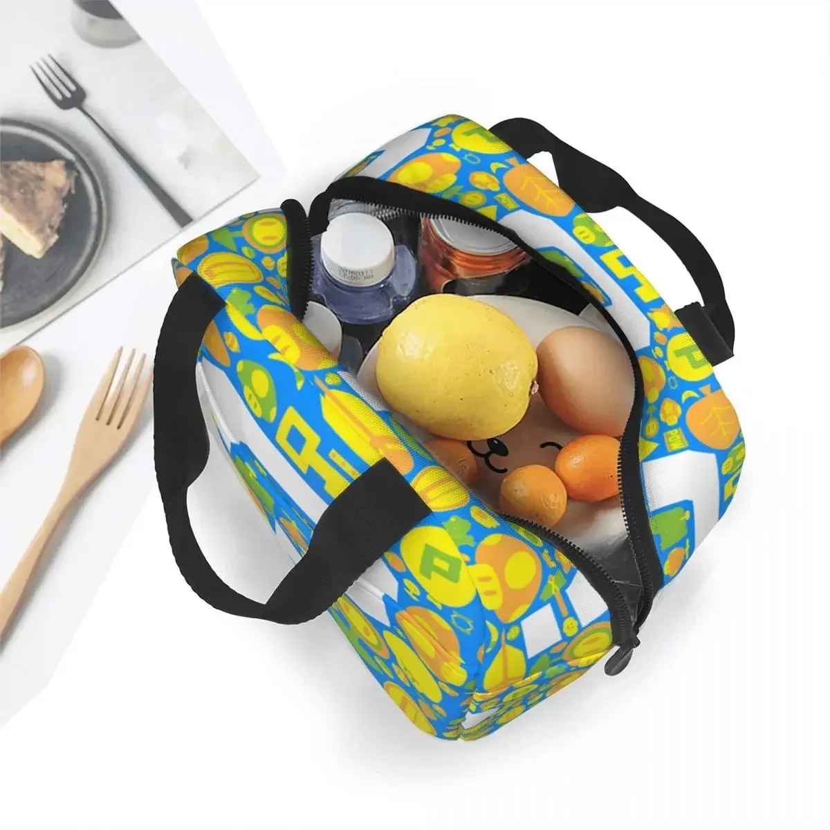 Power Up! Question Block Marios Insulated Lunch Bag Thermal Bag Meal Container Tote Lunch Box Food Bag Office Travel