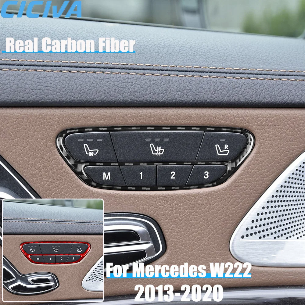 Real Carbon Fiber Car Accessories Seat Heating Cover Sticker For Mercedes Benz W222 S-Class/Maybach 13 14 15 16 17 18 19 20