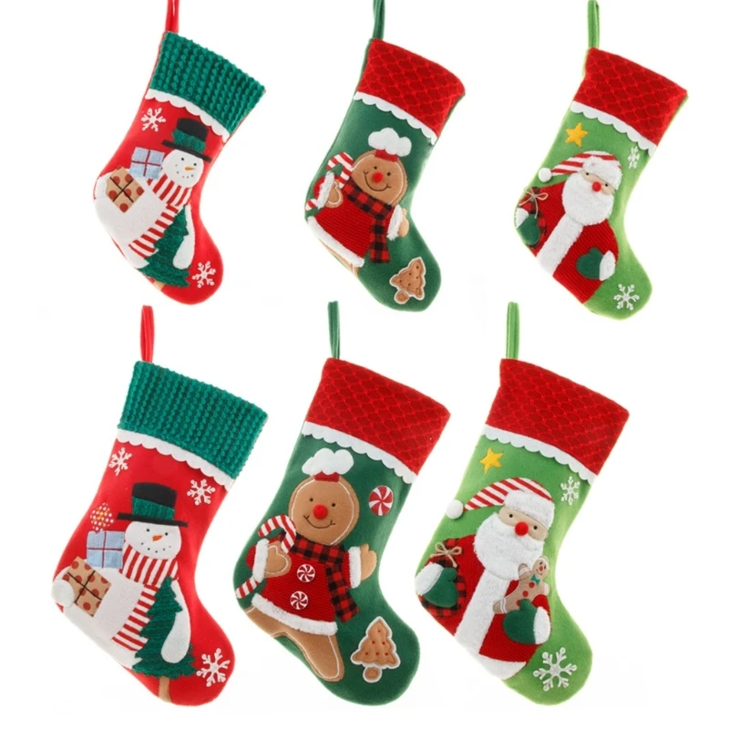 Christmas Stockings Kid Gift Candy Bag 17Inches Stocking Hanging Christmas Tree A0KC