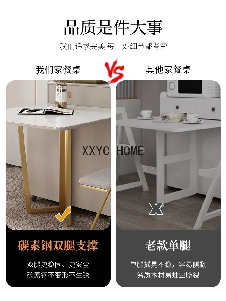 Dining table, dining side cabinet, integrated multi-functional retractable rock slab, simple storage wine cabinet