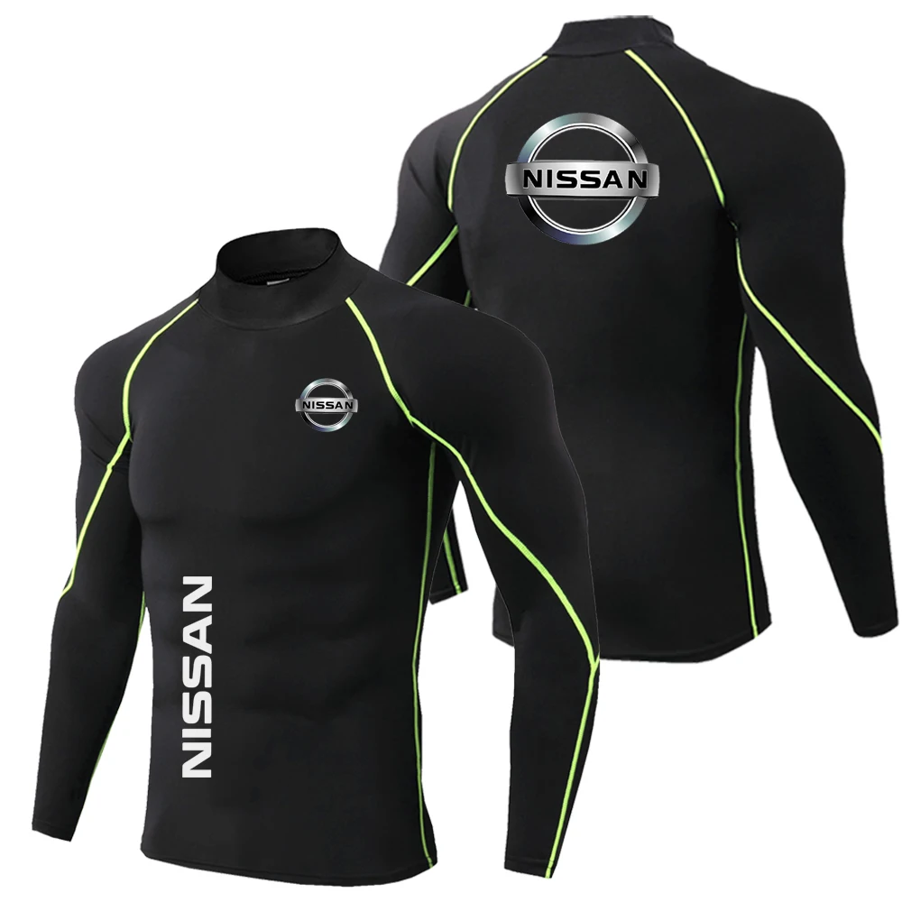 Autumn/Winter Men's Running Sports T-shirt, Nissan Printed Long Sleeve Tight Top
