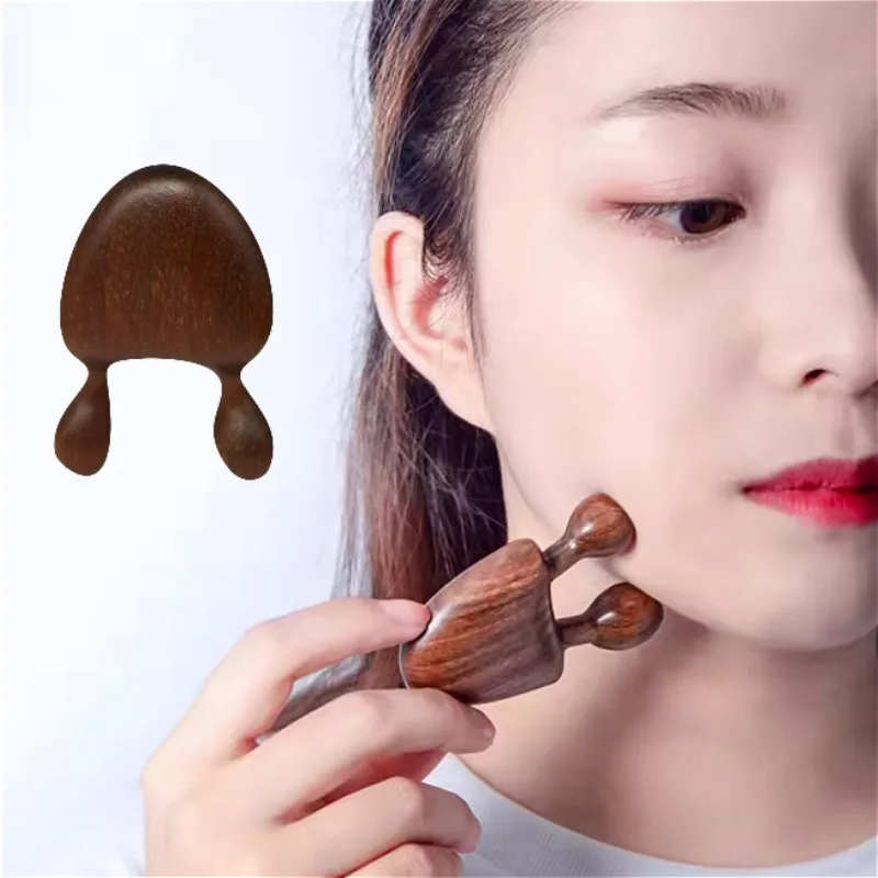 1 Buah Alat Pijat Akupresur Wajah Kayu Cendana Alami - Sayap Hidung & Wajah Penuh, Penenang Mata/Tempel, Perangkat Perawatan Kulit Ergonomis Portabel