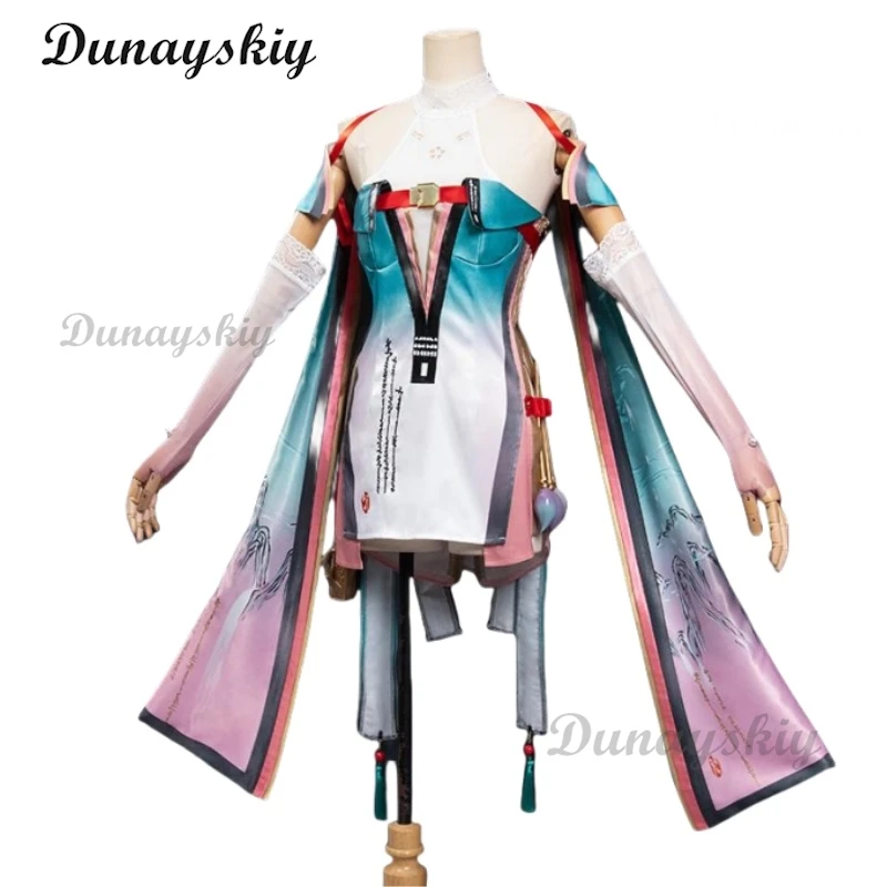 Zhezhi Cosplay Costume parrucca gioco Wuthering Waves Dress Uniform orecchini copricapo occhiali Jinzhou Halloween Party donne puntelli