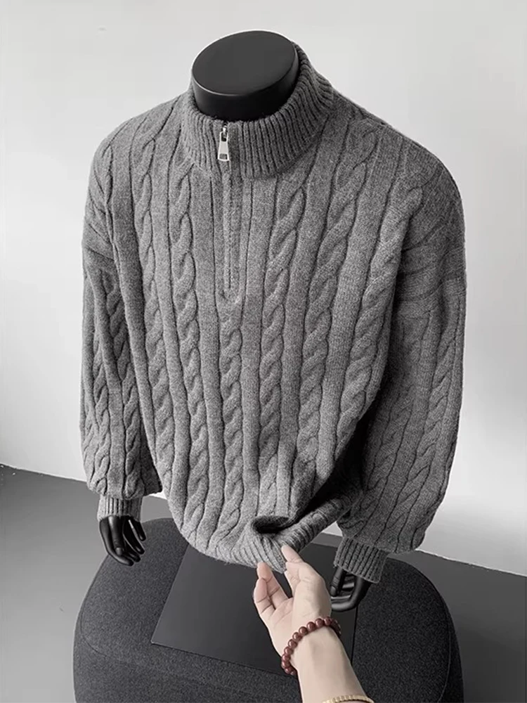 

Утепленный мужской вязаный свитер на молнии, осенне-зимний, в американском стиле, для ношения под одеждой, мягкий, удобный, теплый, молодежный, модный