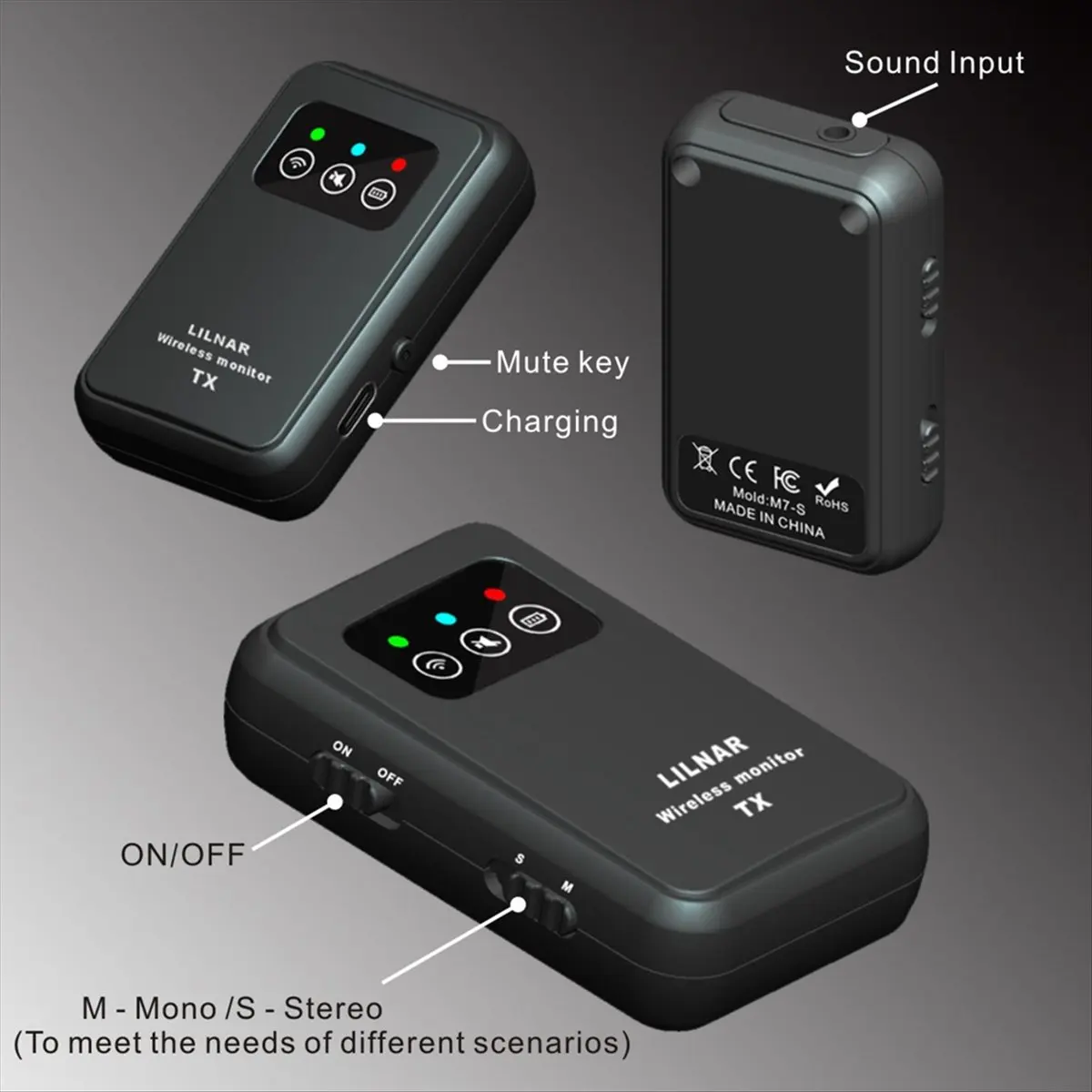 *A14E Wireless in Ear Monitor System 2.4G Wireless IEM System Transmitter Receiver Support Stereo Mono Singer Studio