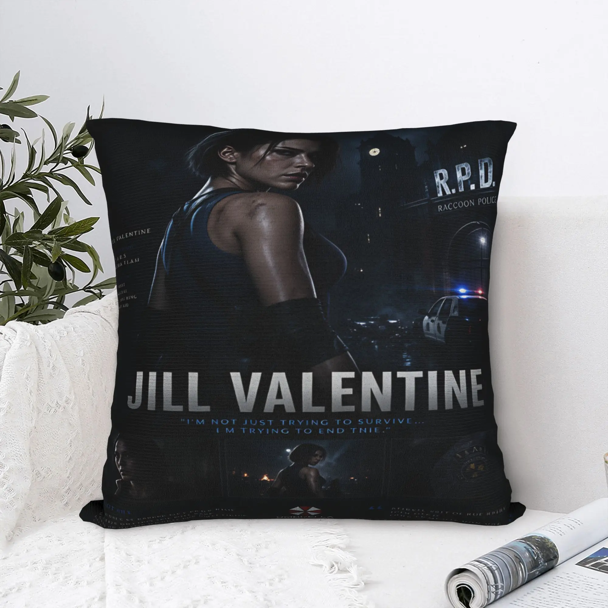 Jill Valentine Resident Evil  Pillow Cover  Design Cushion Cover Novelty Pillow Case For Sofa Car Home Decor