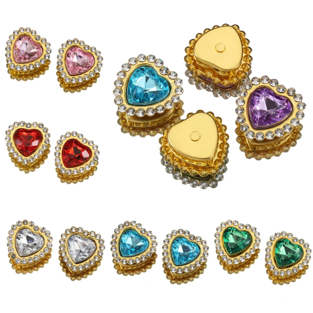 5/20Pcs Love Heart Acrylic Rhinestones With Gold Claw Sew On Beads Metal Base Buckle DIY Clothing Hair Accessories Decorative