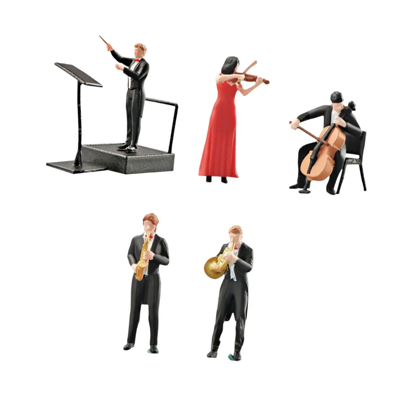 

5Pcs Musicians Figures 1/64 Scale Micro Landscape Miniature People Figurines
