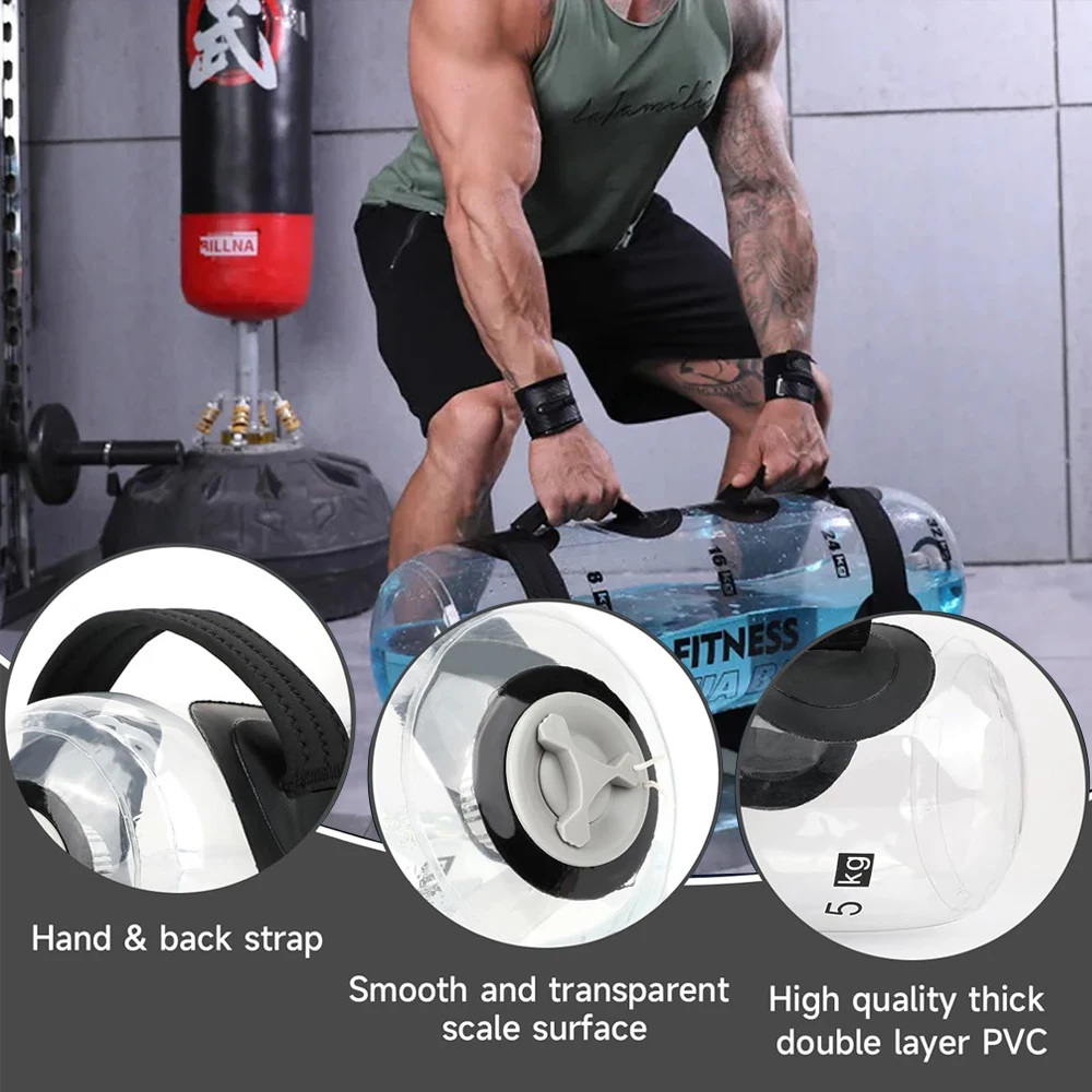 Water-Filled PVC Strength Training Bag, Sandbag Alternative, Portable Core & Balance Training Equipment for Home Gym