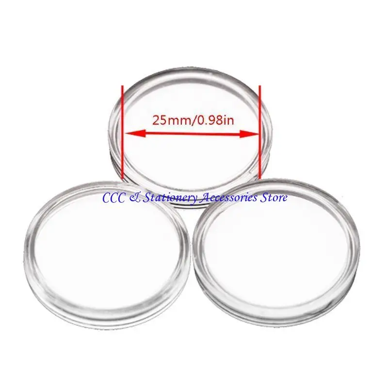 Q1JC 10PCS 25mmコインホルダーラウンドアクリルコイン用ケース用のオーガナイザーボックスコインnfcタグカードコレクション用防水