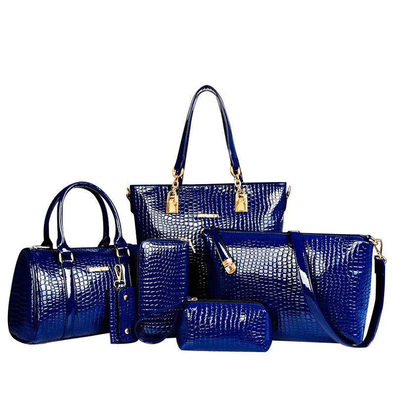 2024 New New Arrival  Fashion Crocodile Pattern Six Piece Set Mother Bag Single Shoulder Crossbody Bag Women's Bag