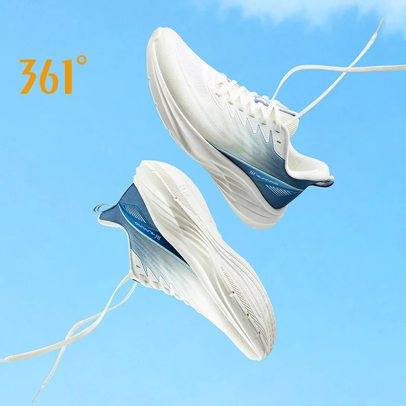 Sepatu lari 361 derajat pegangan AirFeather pria Sneakers 672412238 tahan guncangan stabil pegangan suportif pria