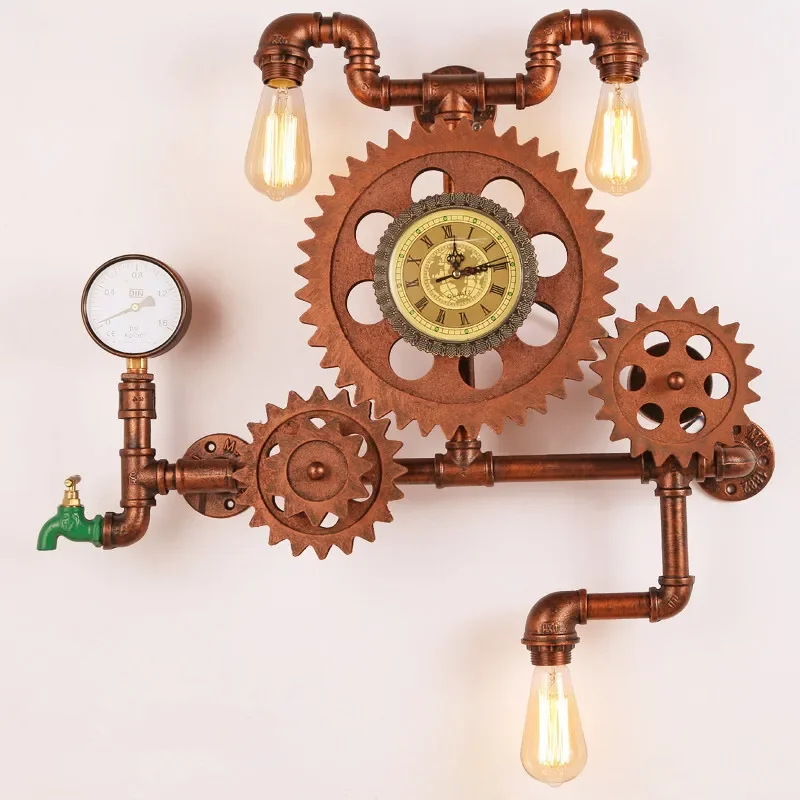 Industrial Gear Wall Lamp, Creative Pipe Decor Light, Vintage Gauge Panel Wall Light, Perfect Accent for Loft Decor