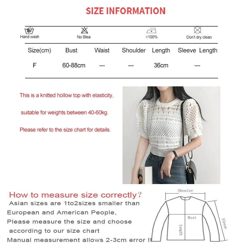 HELIAR Women Hollow Out Sexy Crop Top manica a sbuffo in maglia da ufficio eleganti t-shirt o-collo Casual Pullover Top All-match Tee Summer