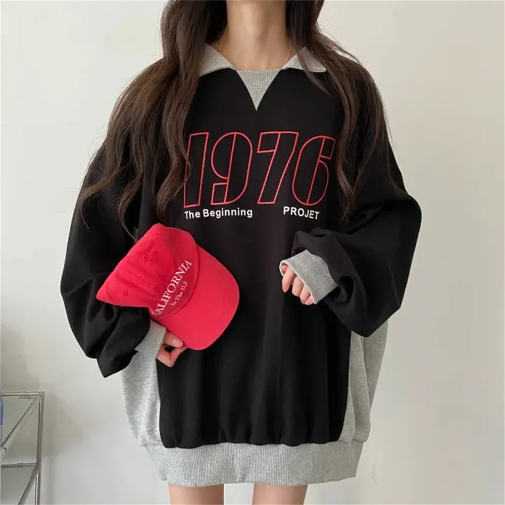 Koreanische Art Loose Fit Studenten jacke Top Herbst neue Frauen Fleece verdickt Sweatshirt übergroße trend ige Freizeit kleidung