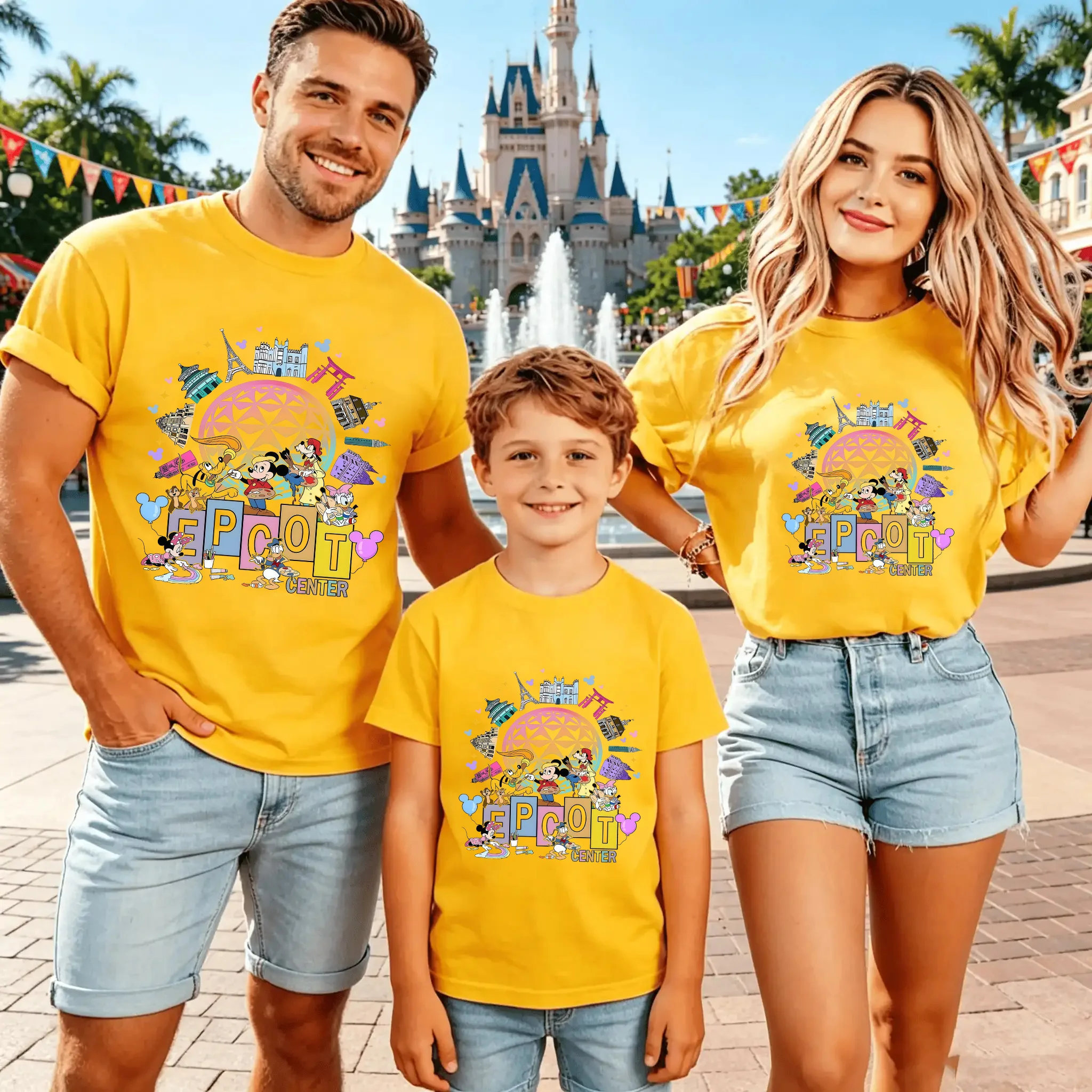 Where The Magic Begins 2026 Disney Family Matching T-Shirt Cartoon Mouse Magic Castle Family Vacation Short Sleeve Tees