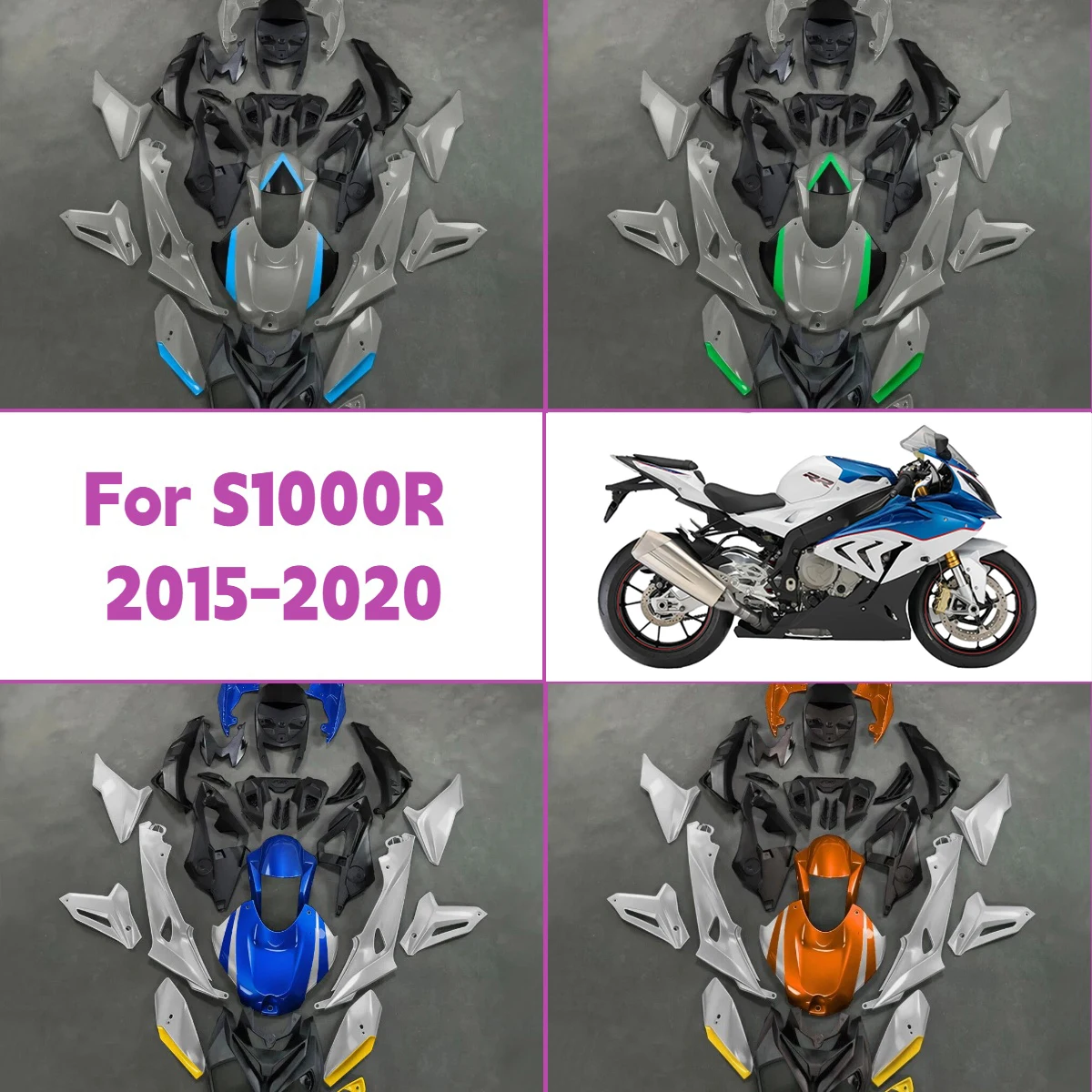 

Комплект обтекателей для BMW S 1000R 2015-2020, новый, литой под давлением, полный комплект, серый с черным, 15-20 S1000R