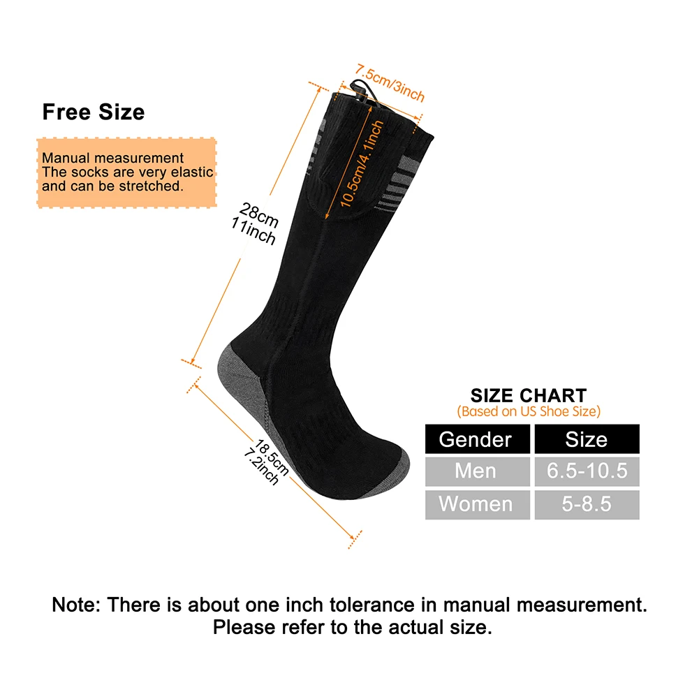 Men Women Heated Socks USB Rechargeable Electric Thermal Socks Breathable Heated Socks For Outdoor Spots Skiing Foot Warmer Sock