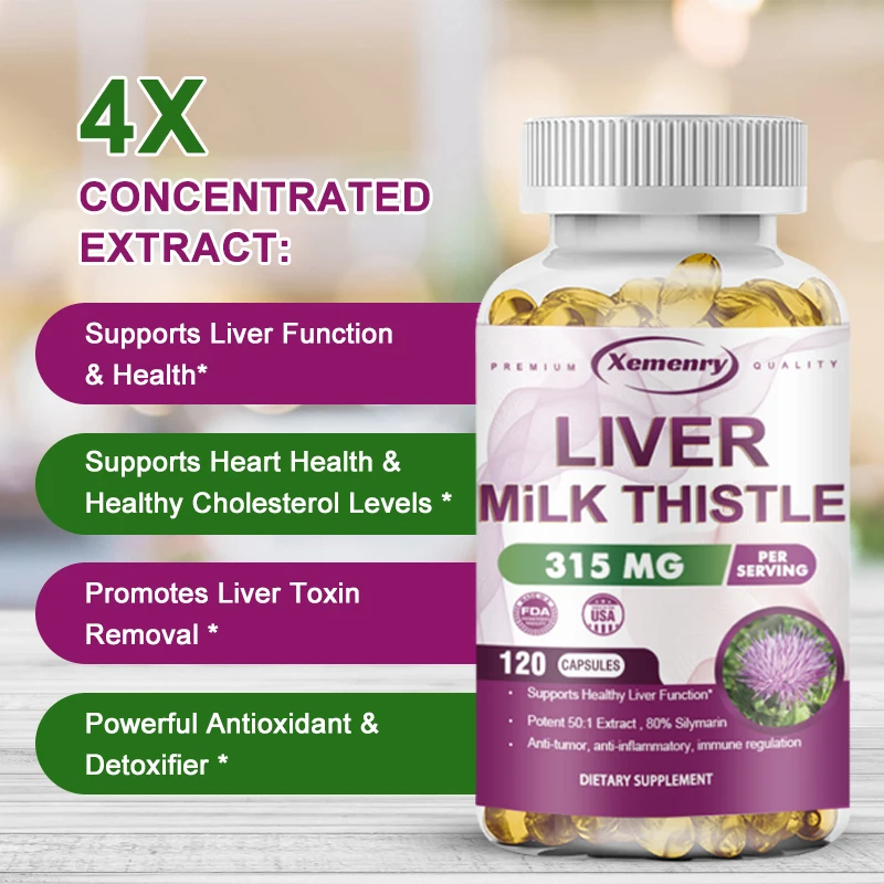 Liver Milk Thistle - Liver Cleansing, Detoxification and Repair, Antioxidant, Supports Cholesterol Health