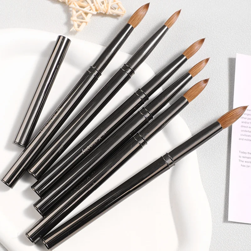 

8#-18# Stainless Steel Handle Kolinsky Sable Nail Art Brush Acrylic UV Gel Extension Pen Nail Polish Painting Drawing Brush