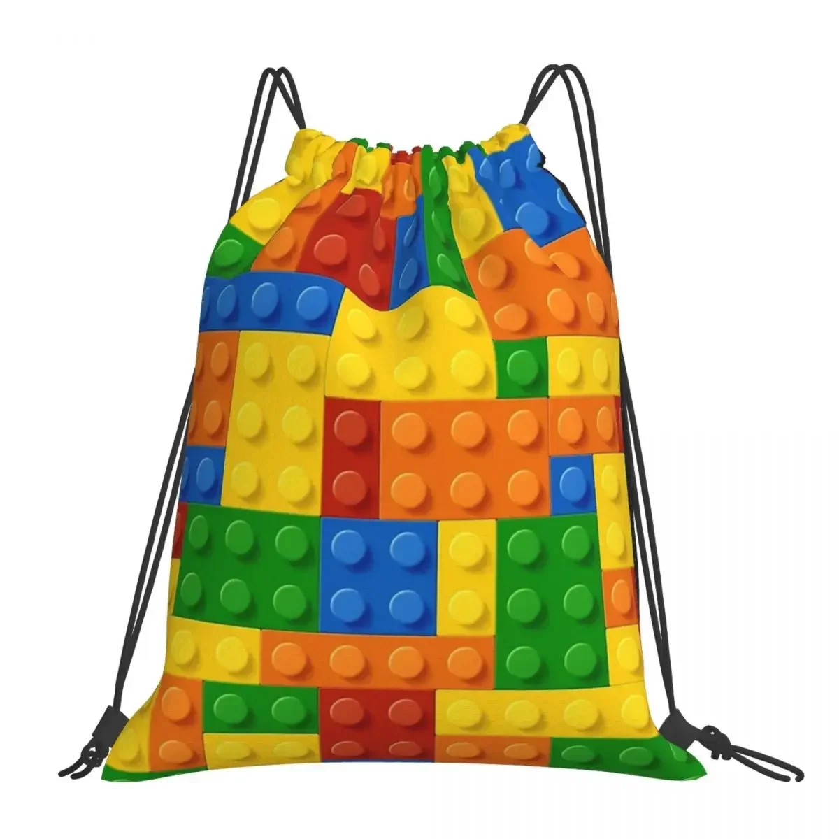 Building Blocks Construction Brick Backpacks Drawstring Bags Drawstring Bundle Pocket Sports Bag BookBag For Travel Students