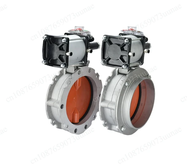V2FS Cement Mixing Plant Butt-erfly Valve Aluminum Alloy Flange Pneumatic Powder Du-st Butt-erfly Valve DN200 250 300