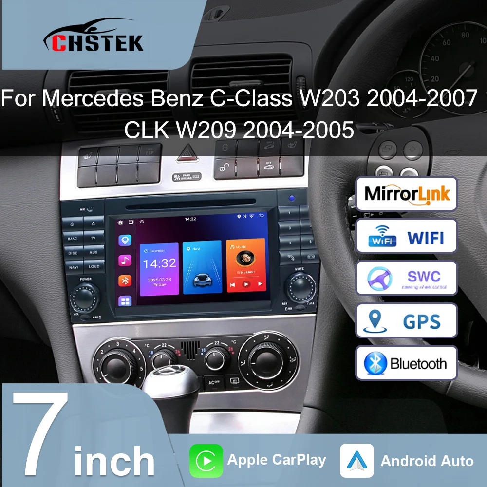 

Автомобильный радиоприемник CHSTEK для Mercedes Benz C-Class W203 2004-2007 CLK W209 2004-2005 WIFI Carplay Android Bluetooth Мультимедиа GPS 4G