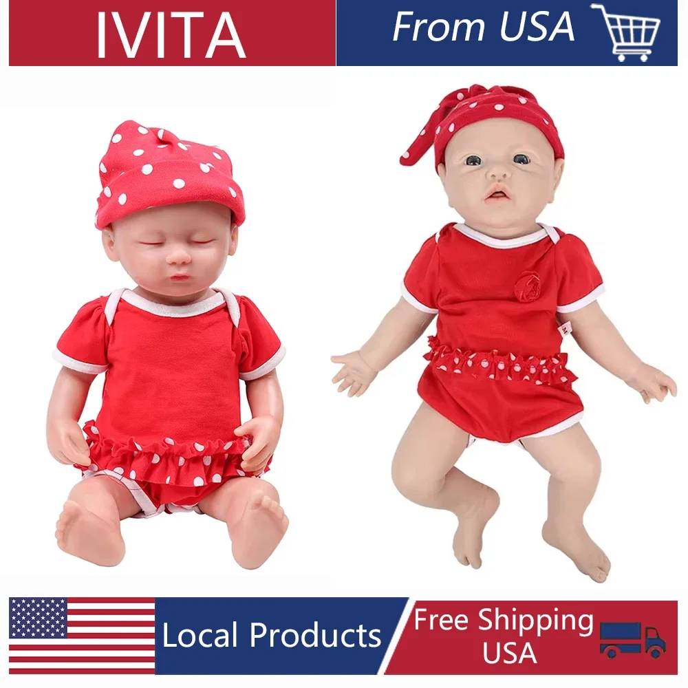 

IVITA Authentic 100% Silicone Painted Reborn Baby Dolls Shipped from USA Warehouse Realistic Baby Dolls for Kids Christmas Toys