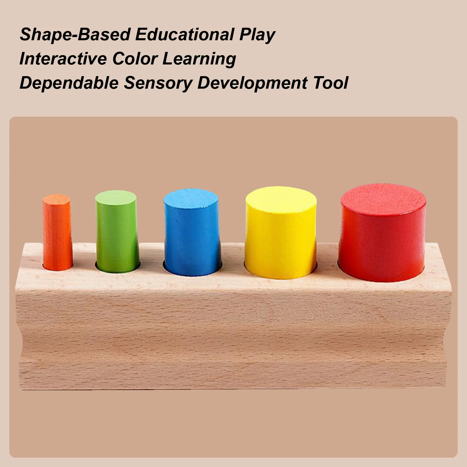 Wooden Early Learning Toys Sensory Color Recognition Board Game Cylinder-shaped Interactive Fine Motor Skill Developmental