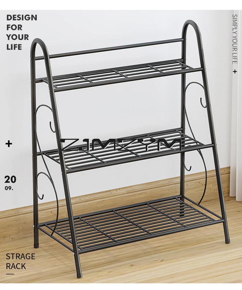 Iron Flower Pot Stands 3 Layers Plant Shelf Stand Succulent Rack Balcony Simple Indoor Garden Shelves Shoes Book Rack Home Decor