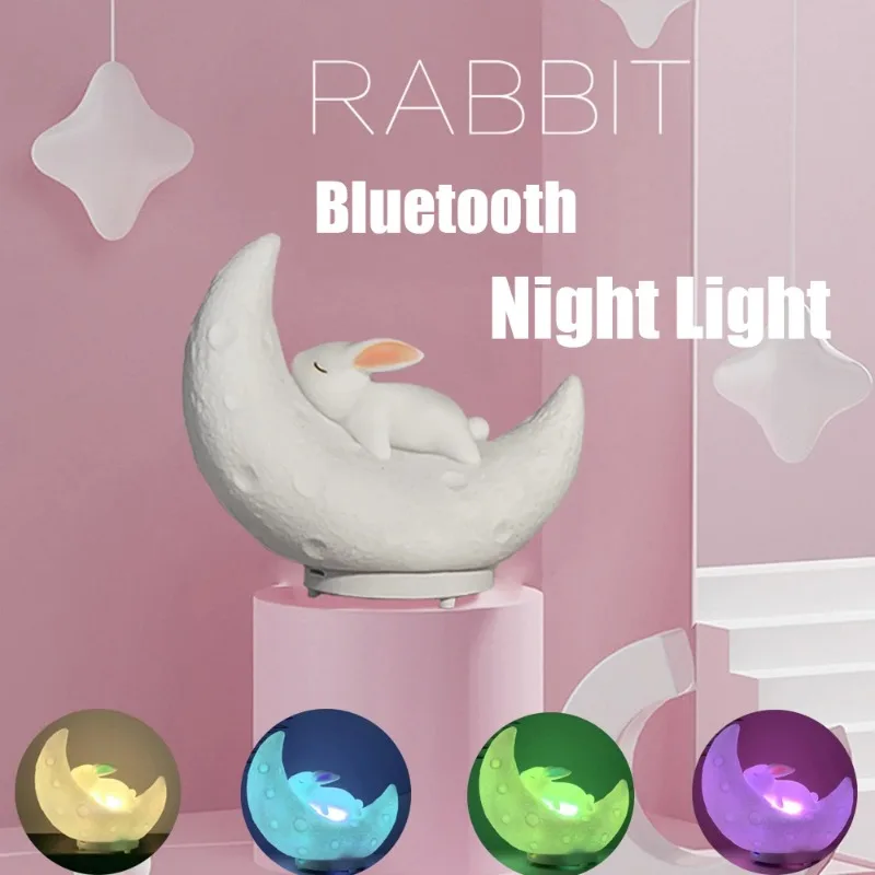 

Bluetooth кролик луна ночник динамик датчик движения аниме неоновая лампа USB RGB декор комнаты атмосфера свет спальня