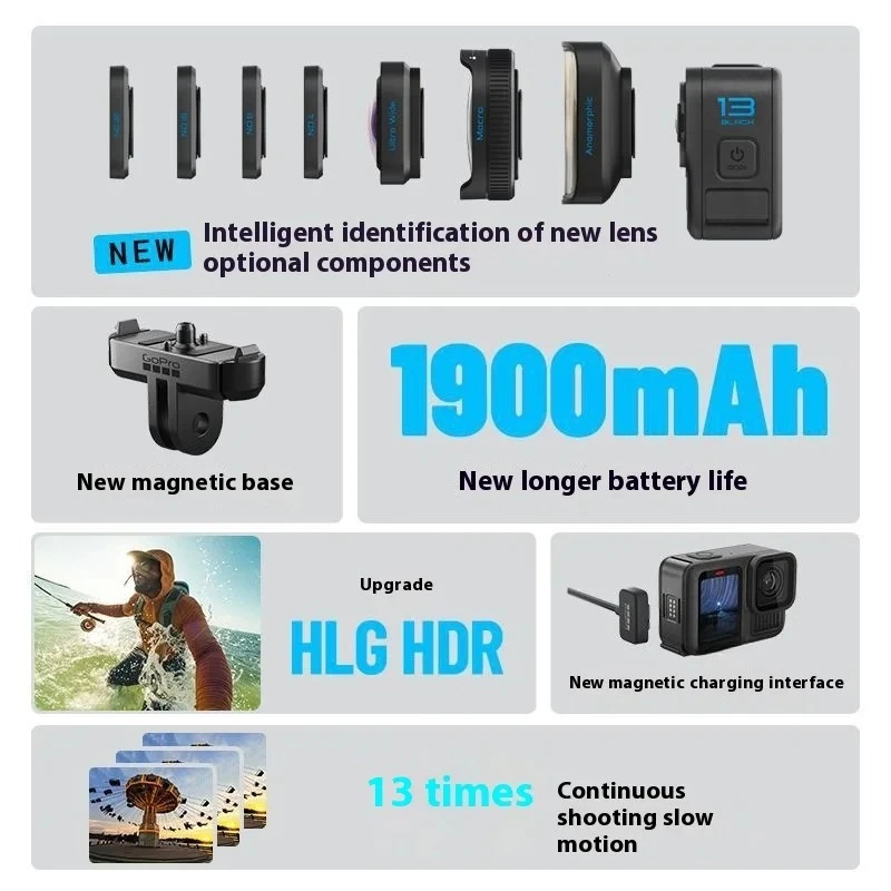 GO PRO HERO 13 Black Sports Camera 5.3k HD Anti-Shake for Riding Diving Fishing Adventures HERO 13