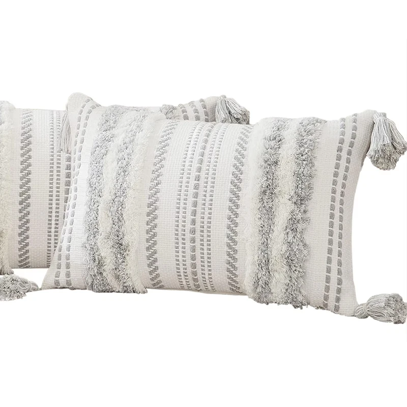 

Homaxy Boho Tufted Woven Cushion Cover 45x45cm Soft Fabric Pillow Cover Home Decor Pillowcase Throw Bohemia Pillow Covers 50x50