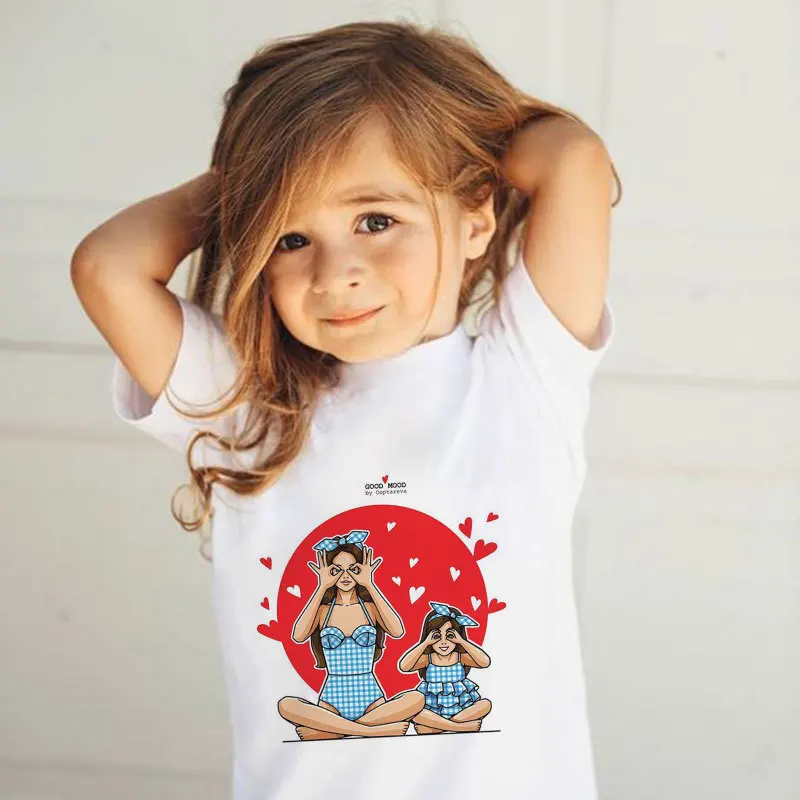 Baby Girl T-shirt Fashion Boy Tshirt Mother and Baby Love Life Cute Printed Kawaii Kids T Shirt Clothes