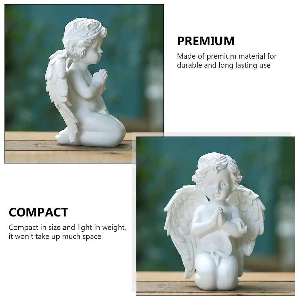 1pc Resin Resin Ornament White Desktop Decor For Home Church Adornment Angel Shape Statue