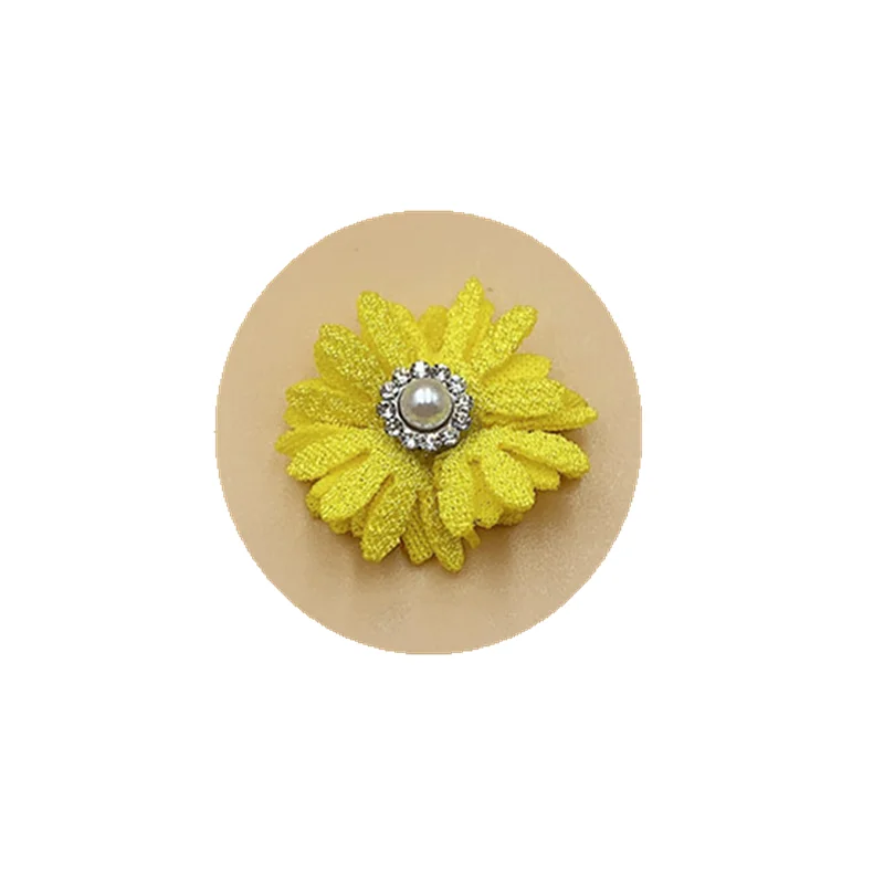 3cm Handmade Small Flower Pearl Hemp Sun Flower with Drill DIY Clothing Accessories Decorative Accessories 10-20pcs