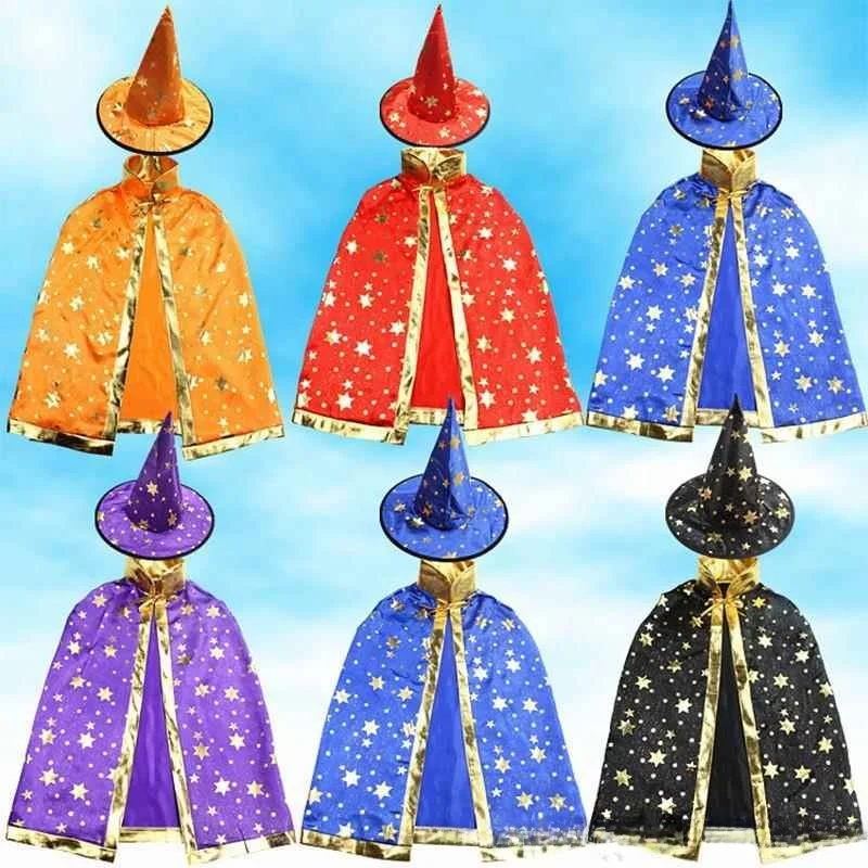 

loween Children's Costume Wizard Witch Performance Robe Fem Child Adult Stage Performance Outfit Polyester Fiber