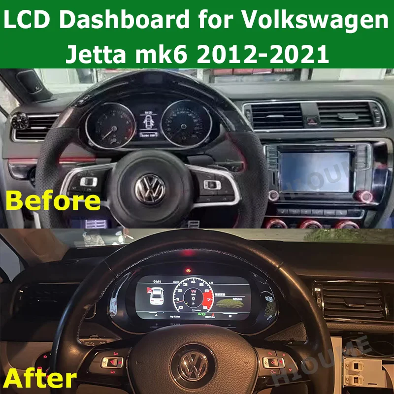 Lates Car Digital LCD Meter Instrument For Volkswagen JETTA MK6 2012-2021 Smart Speedmeters Dashboard Cluster Virtual Cockpit