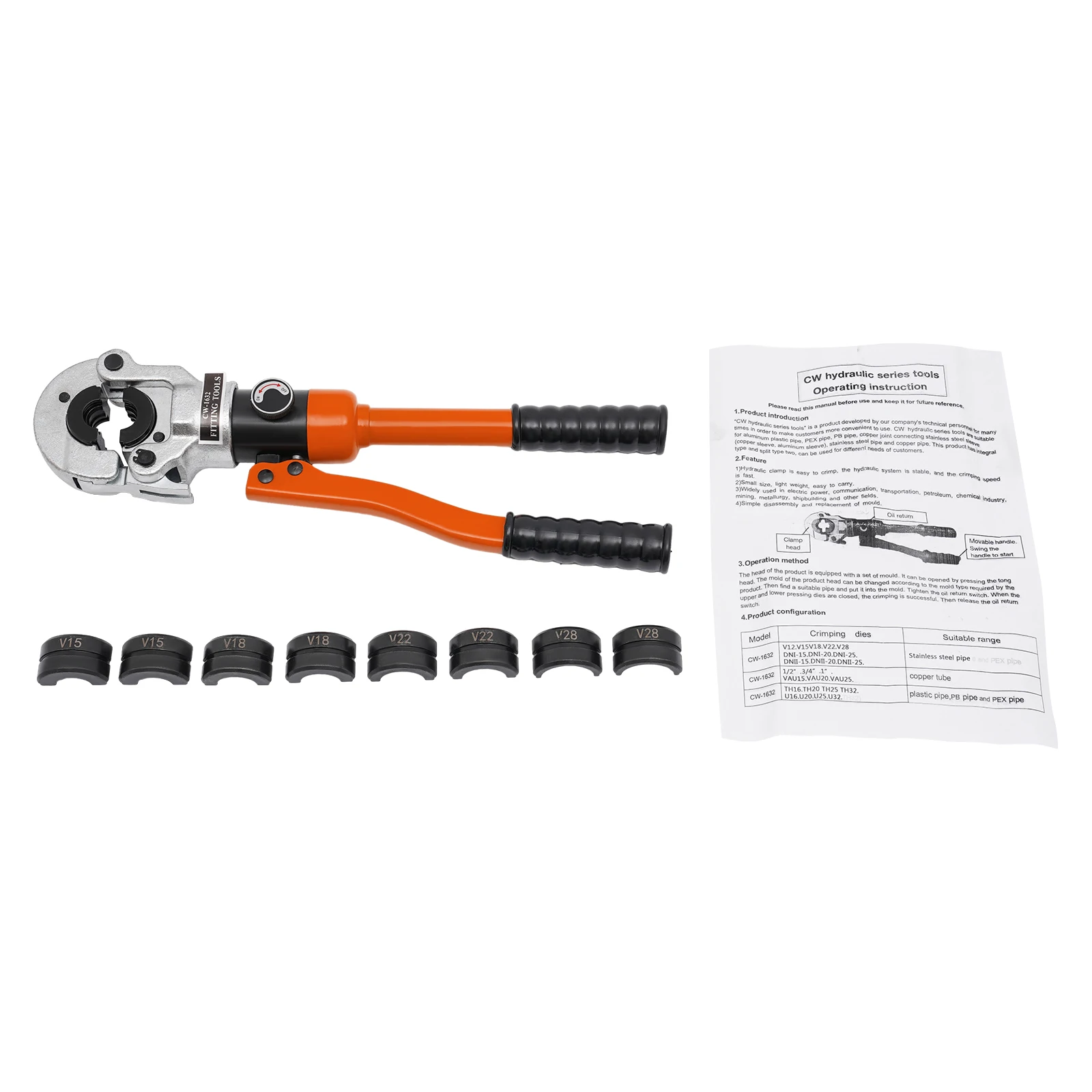 CW-1632 Orange 8T Hydraulikzange, 360 ° Drehbare, hochwertige Hydraulikzange, anpassbar an verschiedene Arbeitsumgebungen – Detail 14