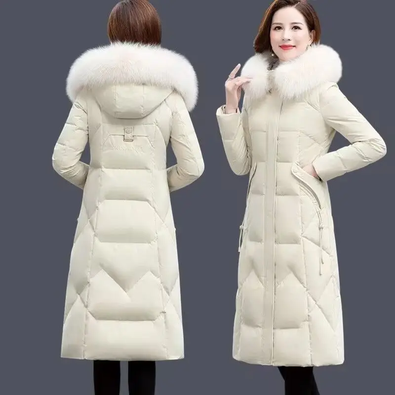 

2026 New Winter Cotton Clothes Women's Clothing Long Down Cotton Coat Korean Slim Fit Over Knee Thick Warm Small Fragrant Wind