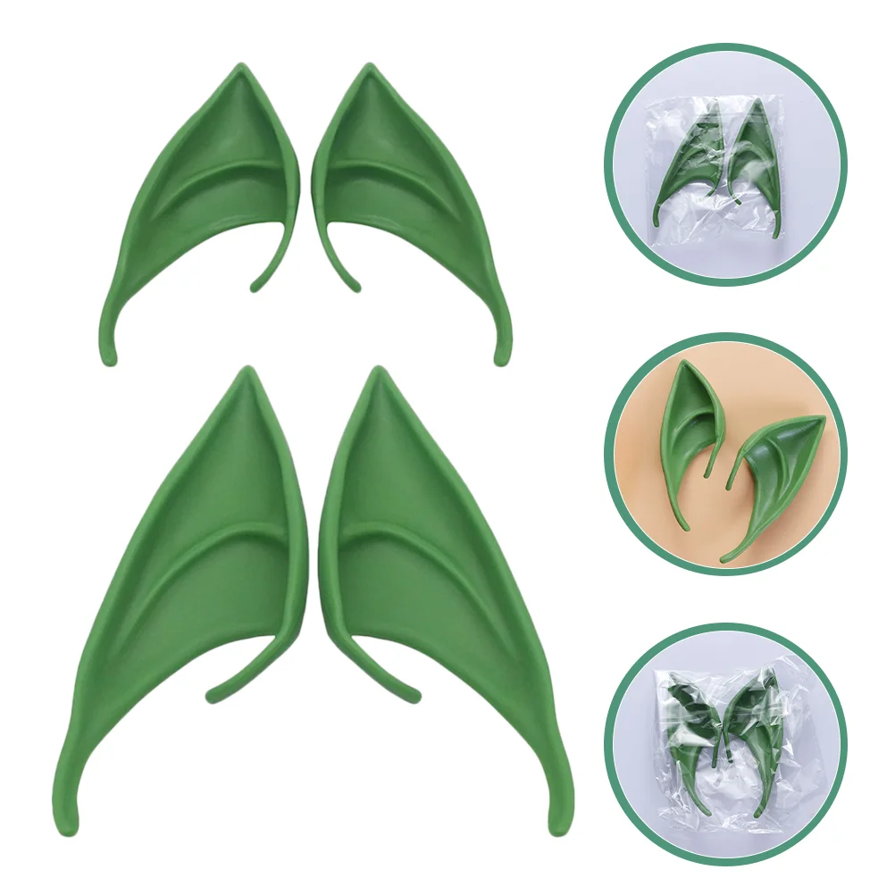 เครื่องแต่งกาย Latex Elf Ears เครื่องแต่งกาย Masquerade Fairy ฮาโลวีนสีเขียว Emulsion เครื่องแต่งกาย